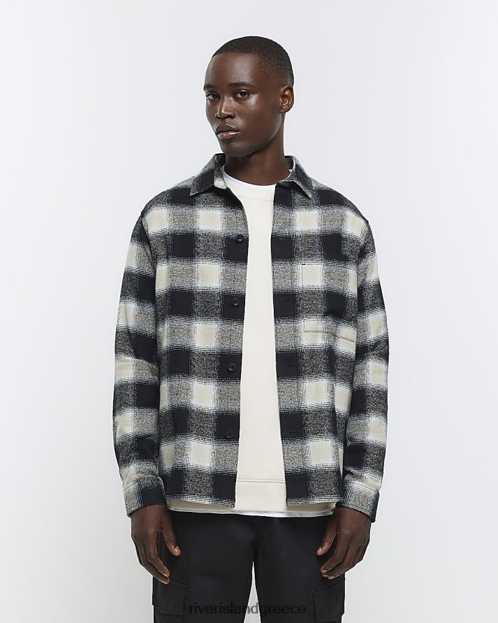 River Island ενδύματα μαύρος άνδρες πουκάμισο με κανονική εφαρμογή B6N8X2357