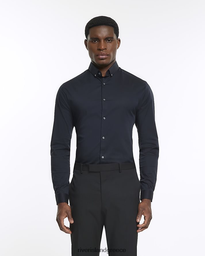 River Island ενδύματα μαύρος άνδρες πουκάμισο με μακριά μανίκια B6N8X2417