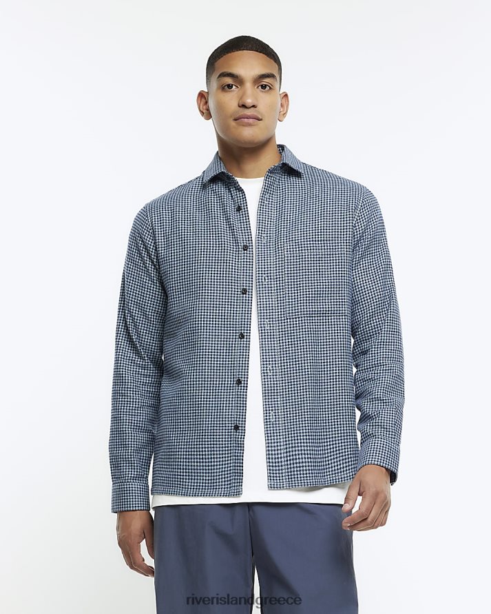 River Island ενδύματα ΠΟΛΕΜΙΚΟ ΝΑΥΤΙΚΟ άνδρες πουκάμισο με κανονική εφαρμογή B6N8X2599