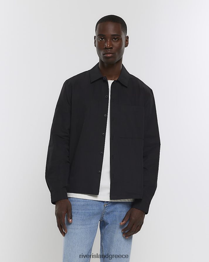 River Island ενδύματα μαύρος άνδρες ελαφρύ μπλουζάκι με κανονική εφαρμογή B6N8X2847