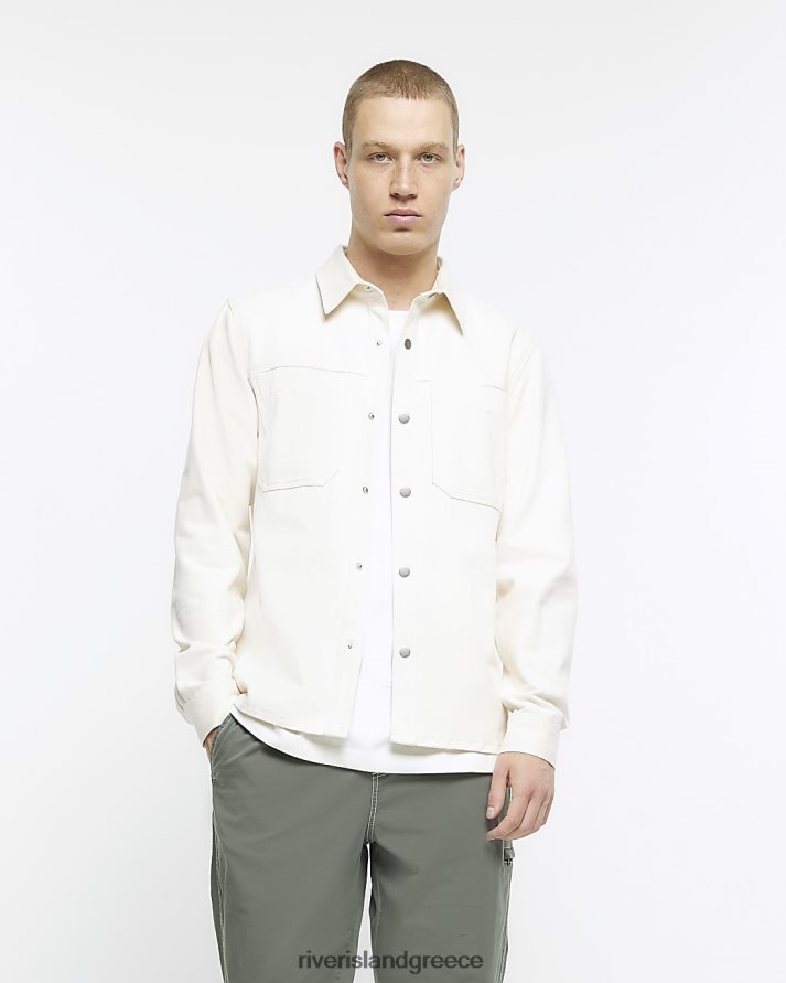 River Island ενδύματα εκρού άνδρες έξυπνο μπλουζάκι με κανονική εφαρμογή B6N8X3005