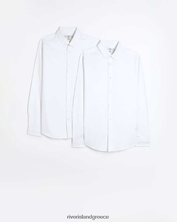 River Island ενδύματα άσπρο άνδρες slim fit multipack με 2 πουκάμισα oxford B6N8X2777