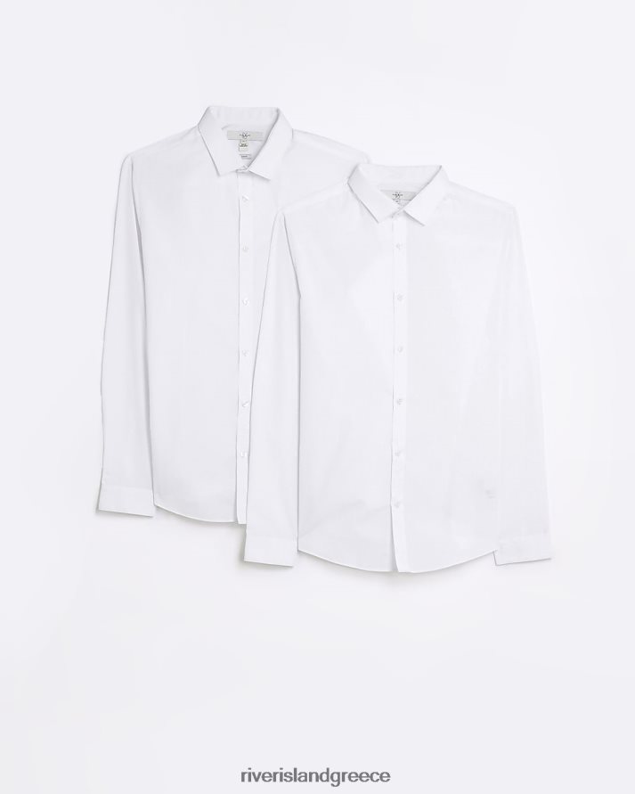 River Island ενδύματα άσπρο άνδρες slim fit multipack με 2 smart πουκάμισα B6N8X5713