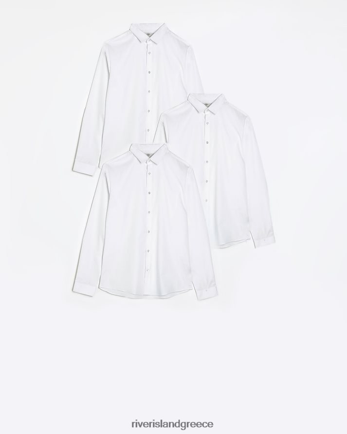 River Island ενδύματα άσπρο άνδρες slim fit multipack με 3 smart πουκάμισα B6N8X5768