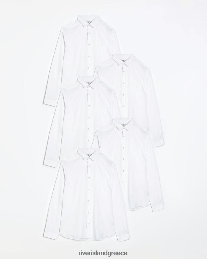 River Island ενδύματα άσπρο άνδρες slim fit multipack με 5 smart πουκάμισα B6N8X3060