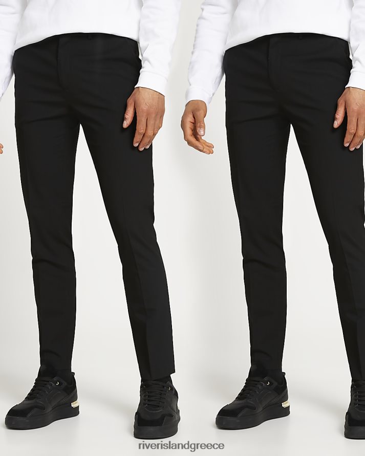 River Island ενδύματα μαύρος άνδρες πολυσυσκευασία με 2 στενά παντελόνια B6N8X5914