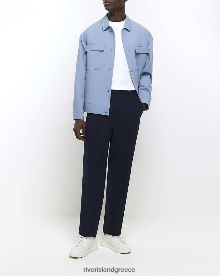 River Island ενδύματα ΠΟΛΕΜΙΚΟ ΝΑΥΤΙΚΟ άνδρες φανελένιο έξυπνο παντελόνι με κωνική εφαρμογή B6N8X2432