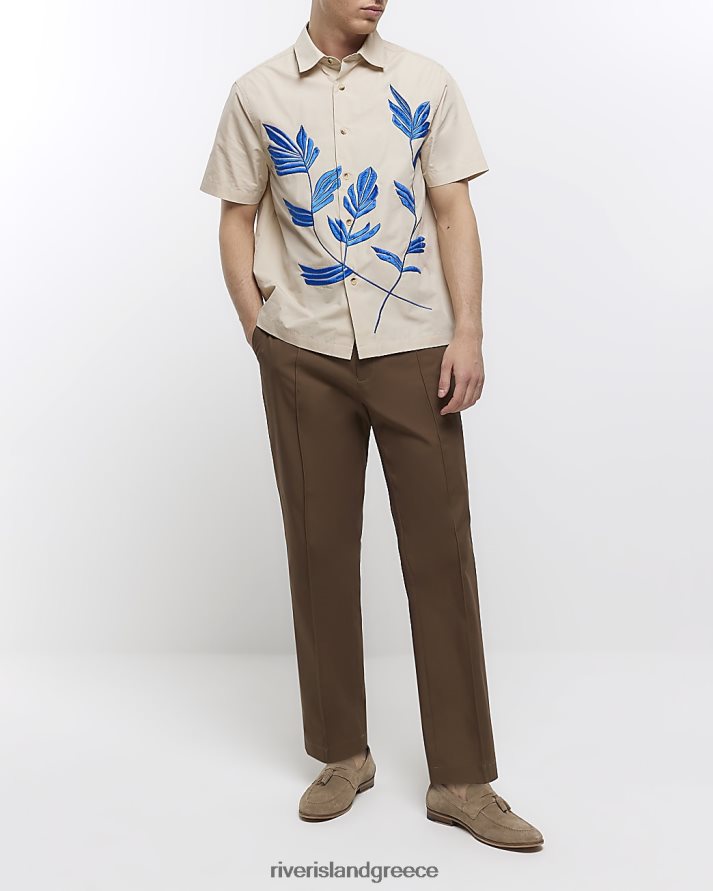 River Island ενδύματα καφέ άνδρες έξυπνο παντελόνι με κωνική εφαρμογή B6N8X2491