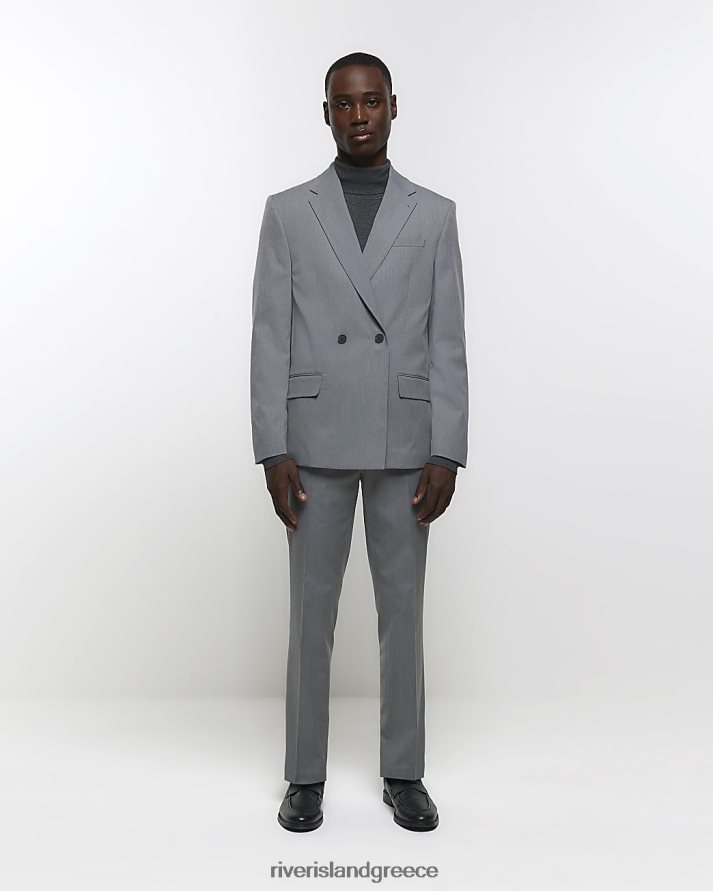 River Island ενδύματα γκρί άνδρες παντελόνι με στενή εφαρμογή B6N8X2493