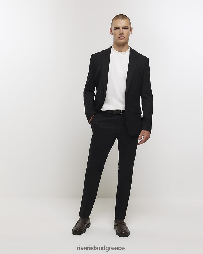 River Island ενδύματα μαύρος άνδρες παντελόνι μάλλινο κοστούμι σε λεπτή εφαρμογή B6N8X2725