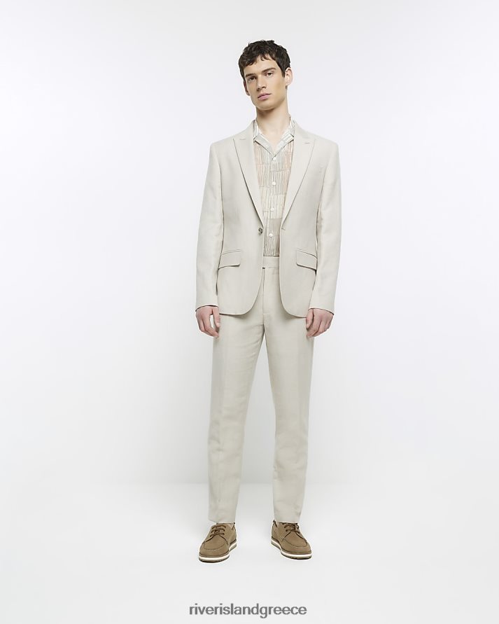 River Island ενδύματα πέτρα άνδρες παντελόνι κοστούμι σε λεπτή εφαρμογή B6N8X2868