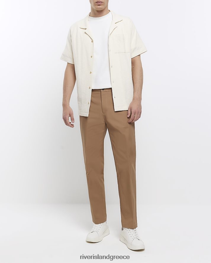 River Island ενδύματα πέτρα άνδρες έξυπνο παντελόνι με κωνική εφαρμογή B6N8X2950