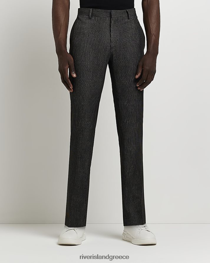 River Island ενδύματα μαύρος άνδρες σούπερ στενό παντελόνι κοστούμι με ρίγες B6N8X3013