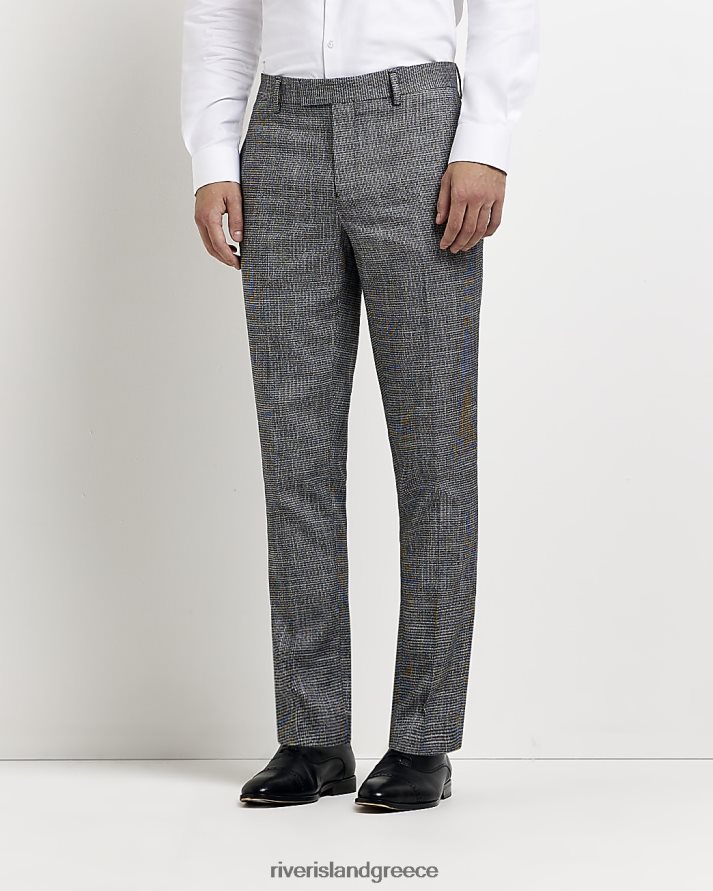 River Island ενδύματα γκρί άνδρες παντελόνι κοστουμιού με κοκαλιάρικο κοστούμι B6N8X3019