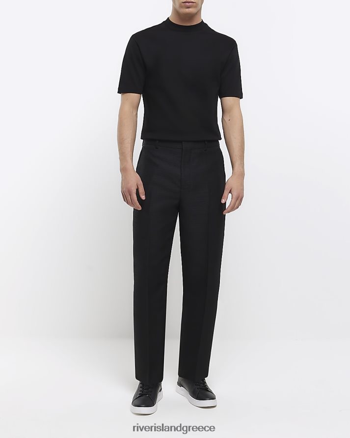 River Island ενδύματα μαύρος άνδρες παντελόνι με κωνική υφή B6N8X3045