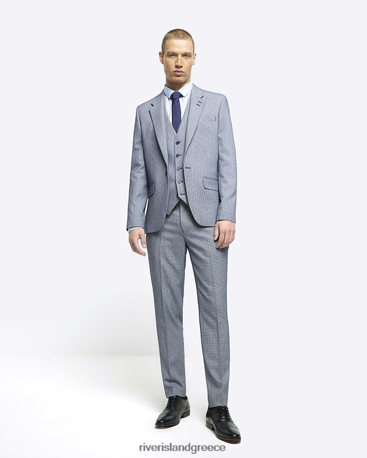 River Island ενδύματα μπλε άνδρες παντελόνι με κοκαλιάρικο κοστούμι B6N8X5723