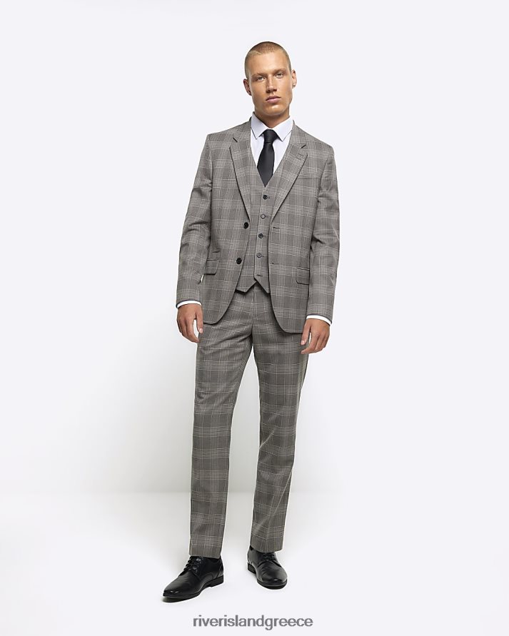 River Island ενδύματα γκρί άνδρες παντελόνι σε λεπτή εφαρμογή B6N8X5738