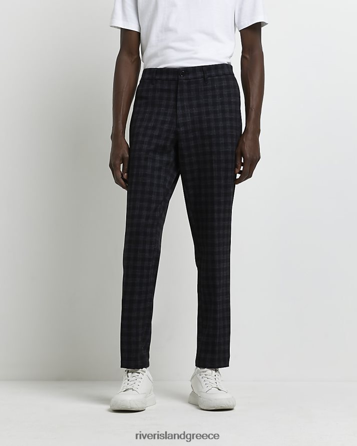River Island ενδύματα ΠΟΛΕΜΙΚΟ ΝΑΥΤΙΚΟ άνδρες κοκαλιάρικο τσεκ παντελόνι B6N8X5784