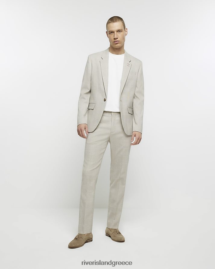 River Island ενδύματα πέτρα άνδρες παντελόνι σε λεπτή εφαρμογή B6N8X5799