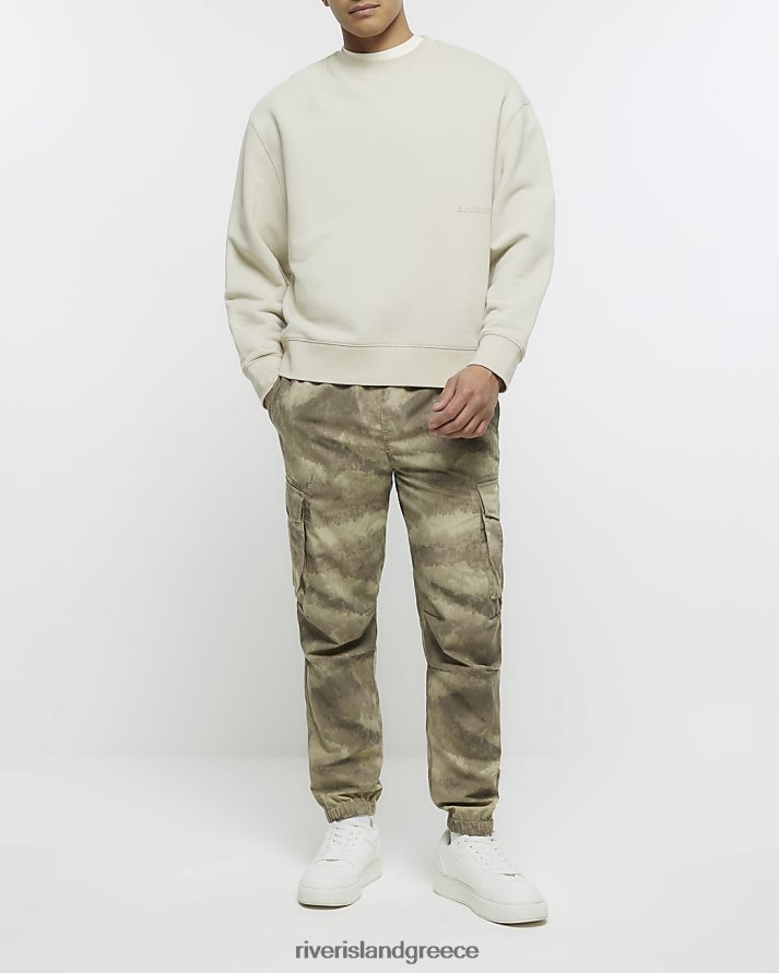 River Island ενδύματα χακί άνδρες κανονική εφαρμογή camo cargo παντελόνι B6N8X5783