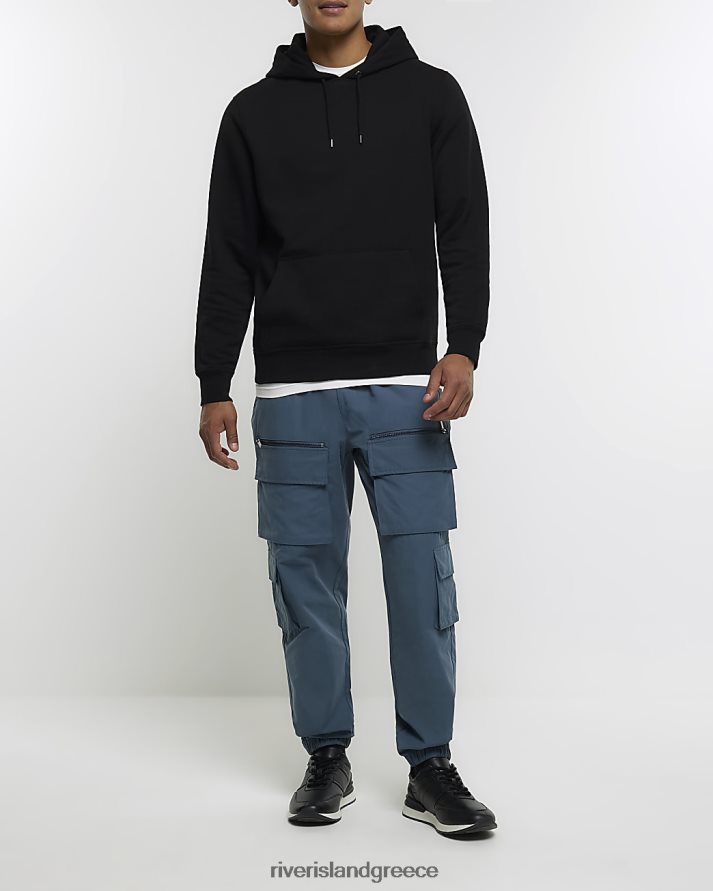 River Island ενδύματα μπλε άνδρες λεπτή εφαρμογή cargo παντελόνι με πολλές τσέπες B6N8X2421