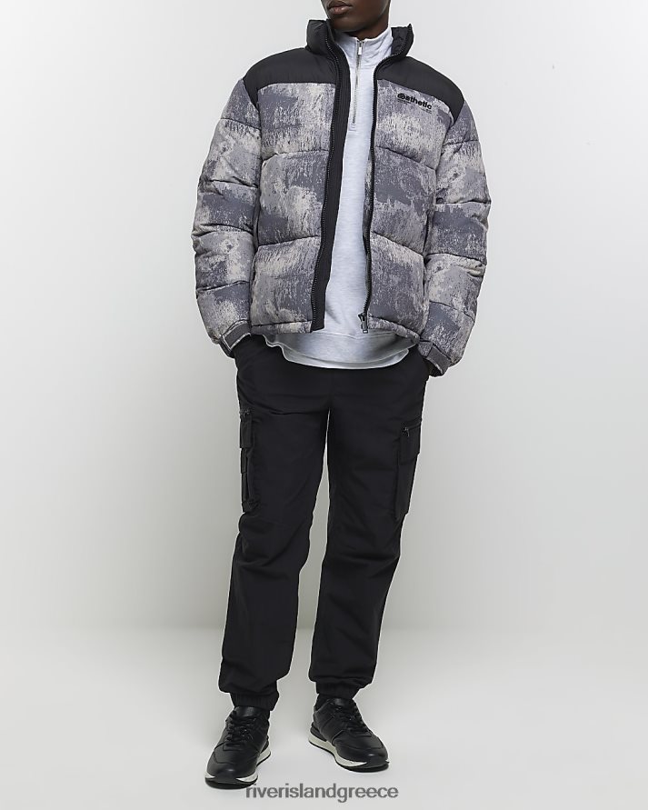 River Island ενδύματα μαύρος άνδρες κανονική εφαρμογή cargo παντελόνι B6N8X2669