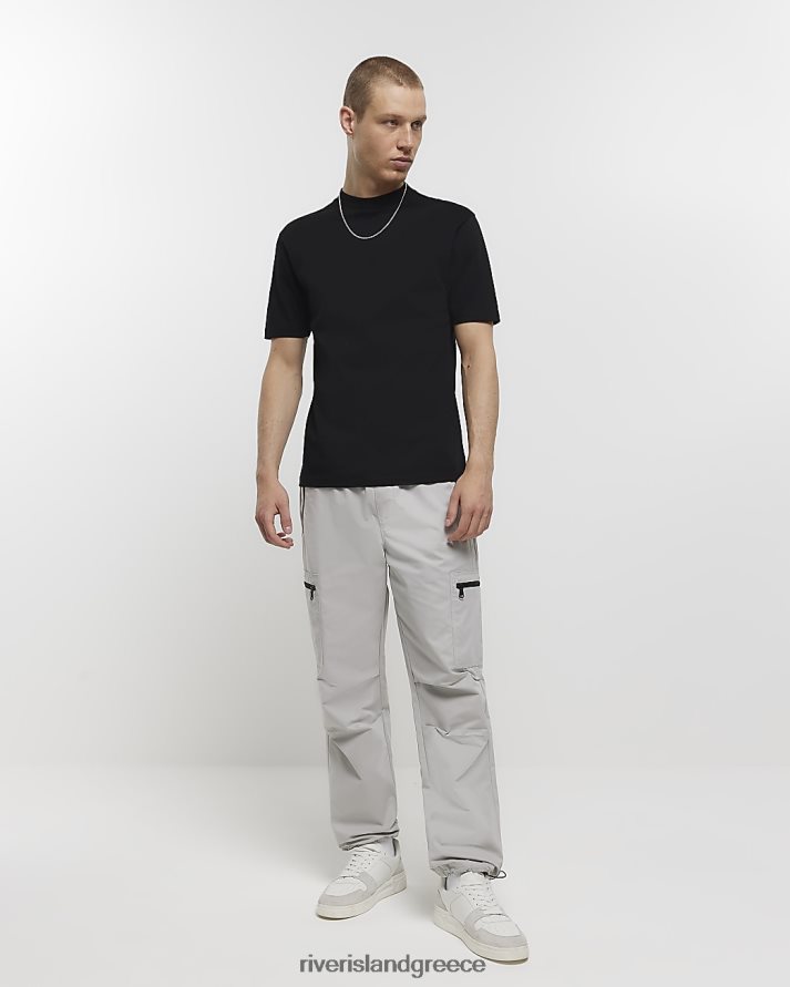 River Island ενδύματα ανοιχτό γκρι άνδρες κανονική εφαρμογή φερμουάρ cargo παντελόνι B6N8X2952