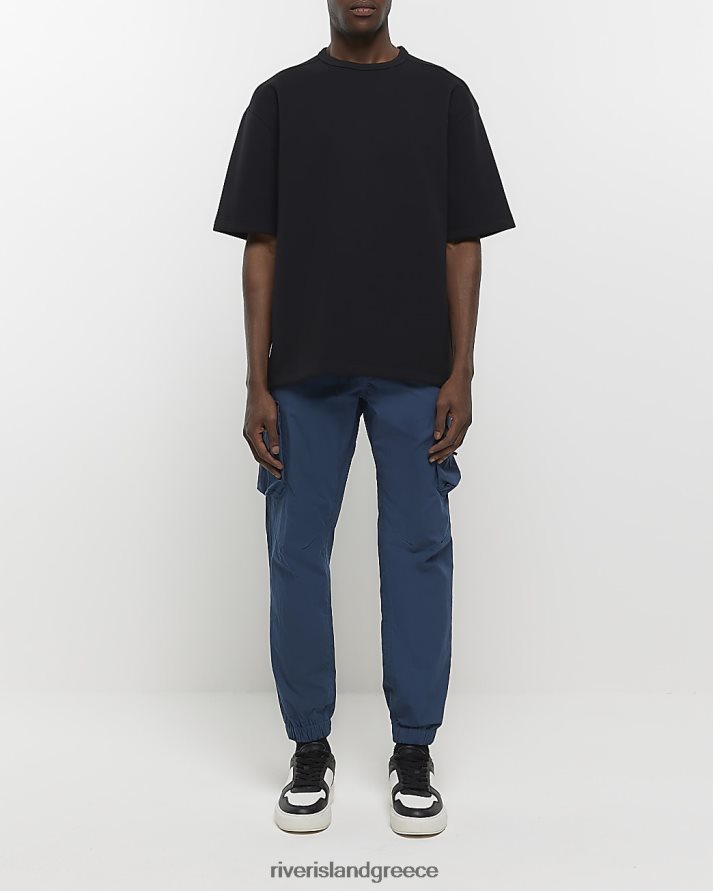 River Island ενδύματα μπλε άνδρες παντελόνι cargo με κανονική εφαρμογή B6N8X2979