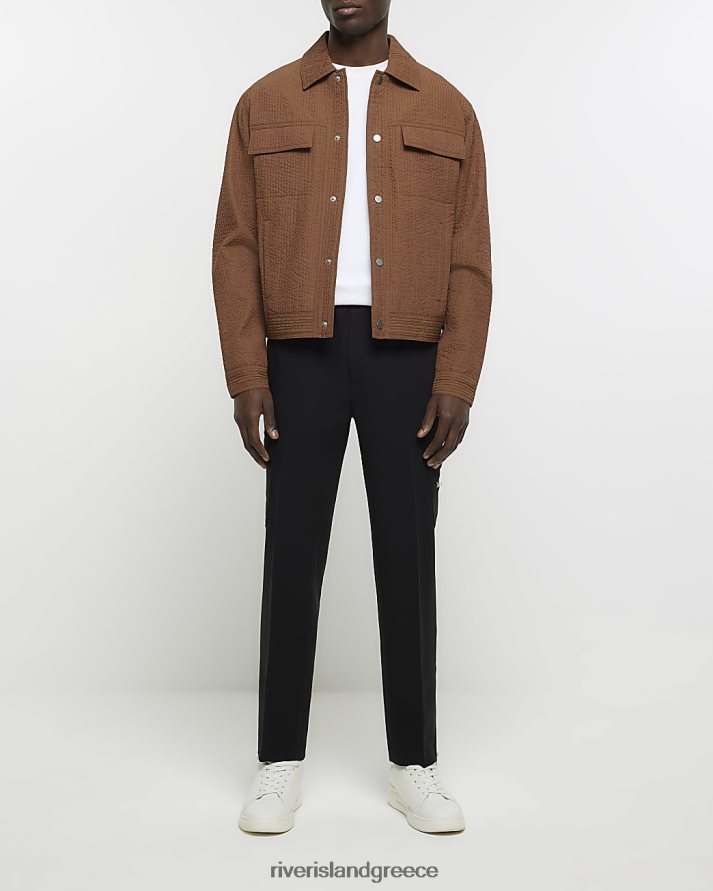 River Island ενδύματα μαύρος άνδρες έξυπνο παντελόνι cargo σε κανονική εφαρμογή B6N8X3028