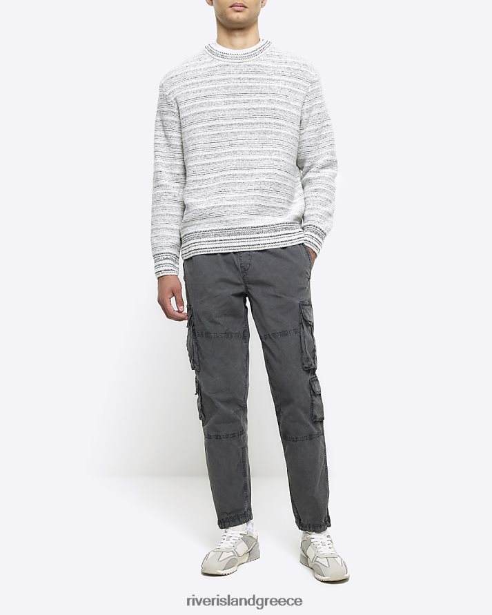 River Island ενδύματα πλυμένο γκρι άνδρες κανονική εφαρμογή cargo παντελόνι B6N8X5463