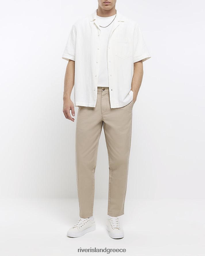 River Island ενδύματα μπεζ άνδρες casual chino με κωνική εφαρμογή B6N8X2965