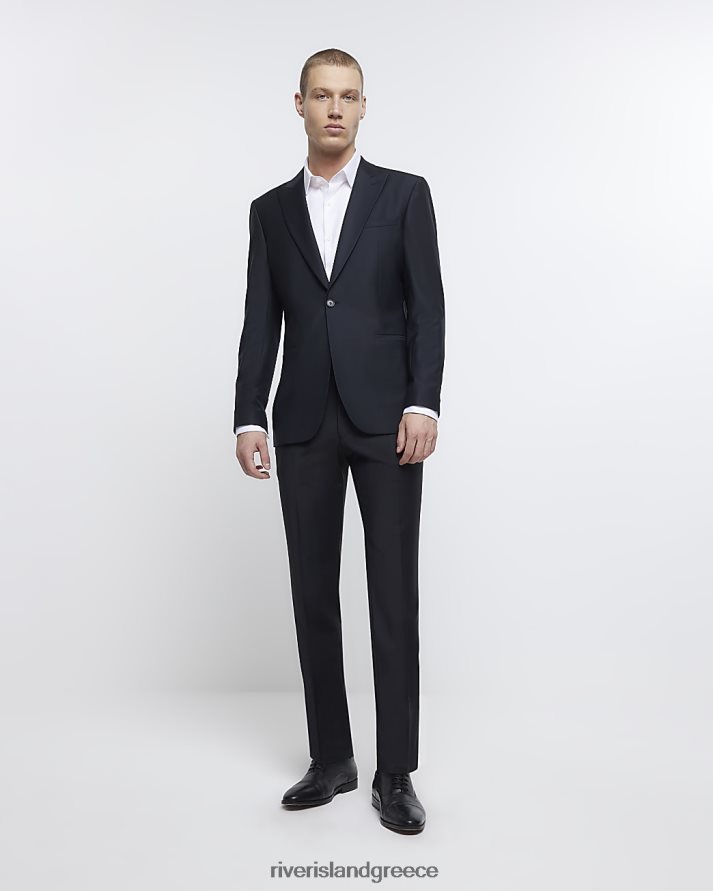 River Island ενδύματα μαύρος άνδρες παντελόνι από μάλλινο premium κοστούμι skinny fit B6N8X5879