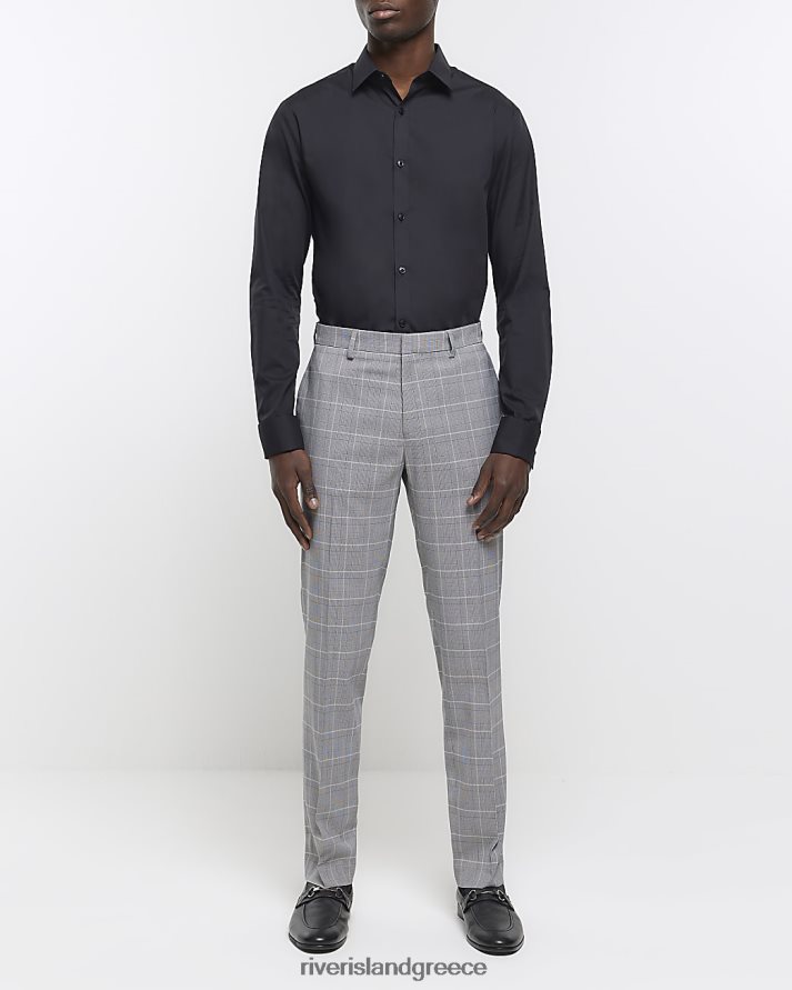 River Island ενδύματα γκρί άνδρες έξυπνο παντελόνι με skinny fit check B6N8X5800