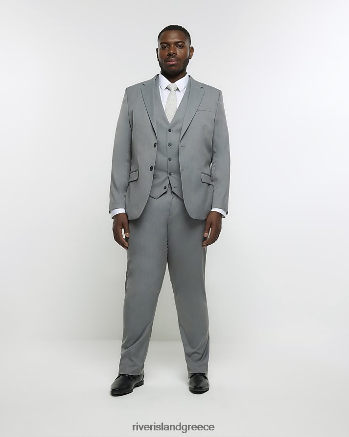 River Island ενδύματα γκρί άνδρες μεγάλο & ψηλό slim fit παντελόνι B6N8X5970