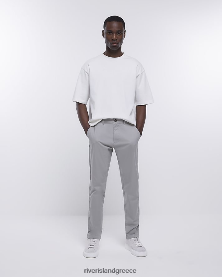 River Island ενδύματα γκρί άνδρες slim fit casual παντελόνι chino B6N8X2901
