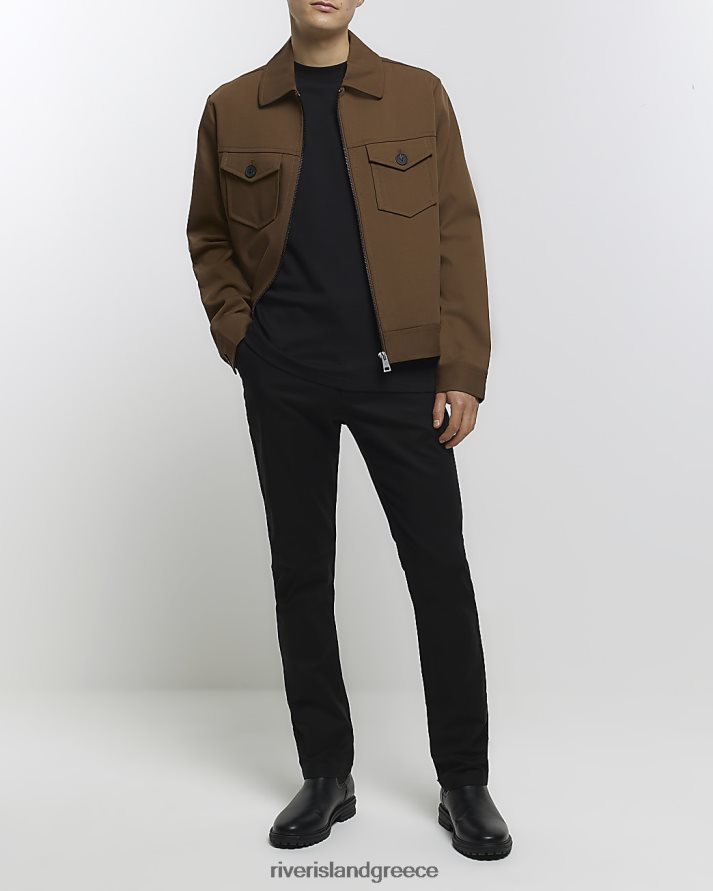 River Island ενδύματα μαύρος άνδρες slim fit smart chino παντελόνι B6N8X2400