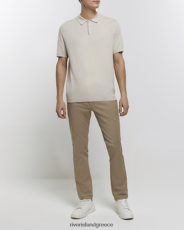 River Island ενδύματα μπεζ άνδρες slim fit smart chino παντελόνι B6N8X2401