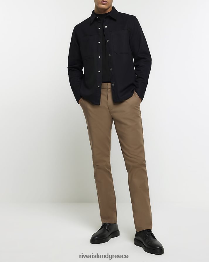 River Island ενδύματα καφέ άνδρες slim fit smart chino παντελόνι B6N8X2404