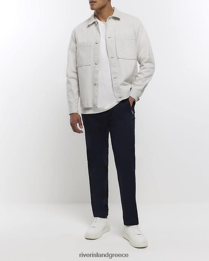 River Island ενδύματα ΠΟΛΕΜΙΚΟ ΝΑΥΤΙΚΟ άνδρες slim fit smart pull on chino B6N8X2941
