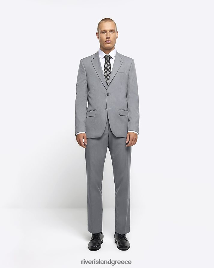 River Island ενδύματα γκρί άνδρες slim fit twill παντελόνι B6N8X2988