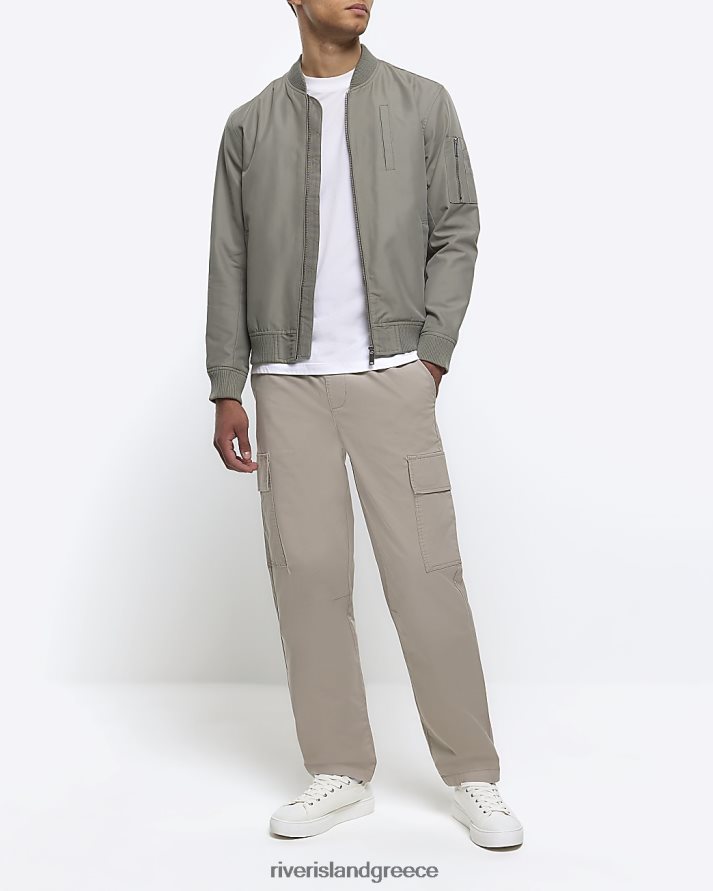 River Island ενδύματα πέτρα άνδρες slim fit utility cargo παντελόνι B6N8X2920