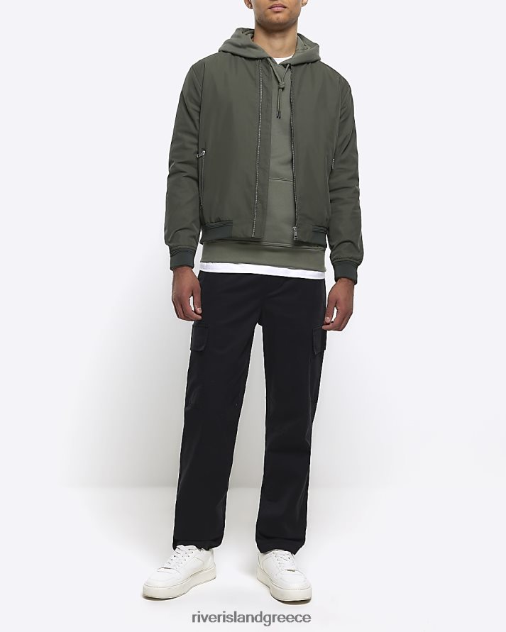 River Island ενδύματα μαύρος άνδρες slim fit utility cargo παντελόνι B6N8X2921