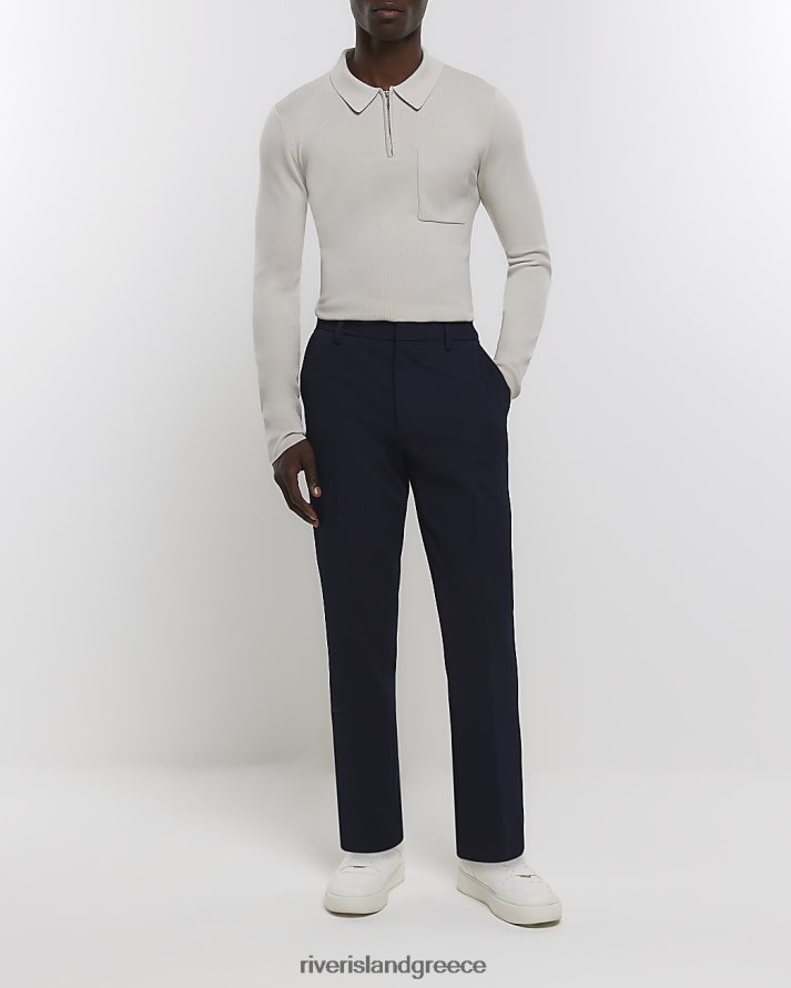 River Island ενδύματα ΠΟΛΕΜΙΚΟ ΝΑΥΤΙΚΟ άνδρες slim fit waffle smart παντελόνι B6N8X2917