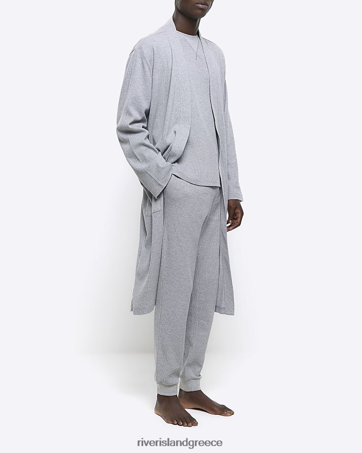 River Island ενδύματα γκρί άνδρες φόρμα με υφή βάφλας με κανονική εφαρμογή B6N8X2585