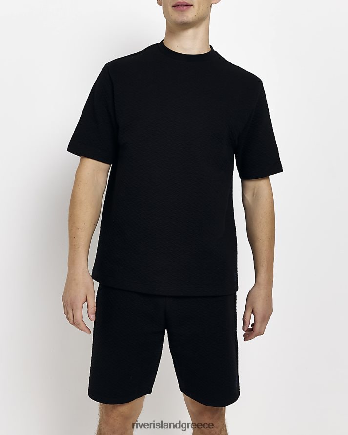 River Island ενδύματα μαύρος άνδρες σετ σαλονιού με καπιτονέ κανονικής εφαρμογής B6N8X3119