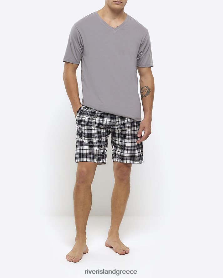 River Island ενδύματα γκρί άνδρες Σετ πιτζάμα με κανονική εφαρμογή B6N8X5512