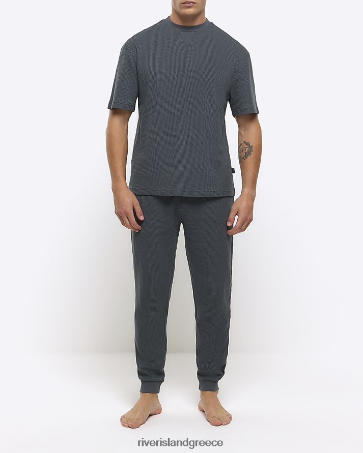 River Island ενδύματα μπλε άνδρες κανονική εφαρμογή βάφλες lounge joggers B6N8X2552