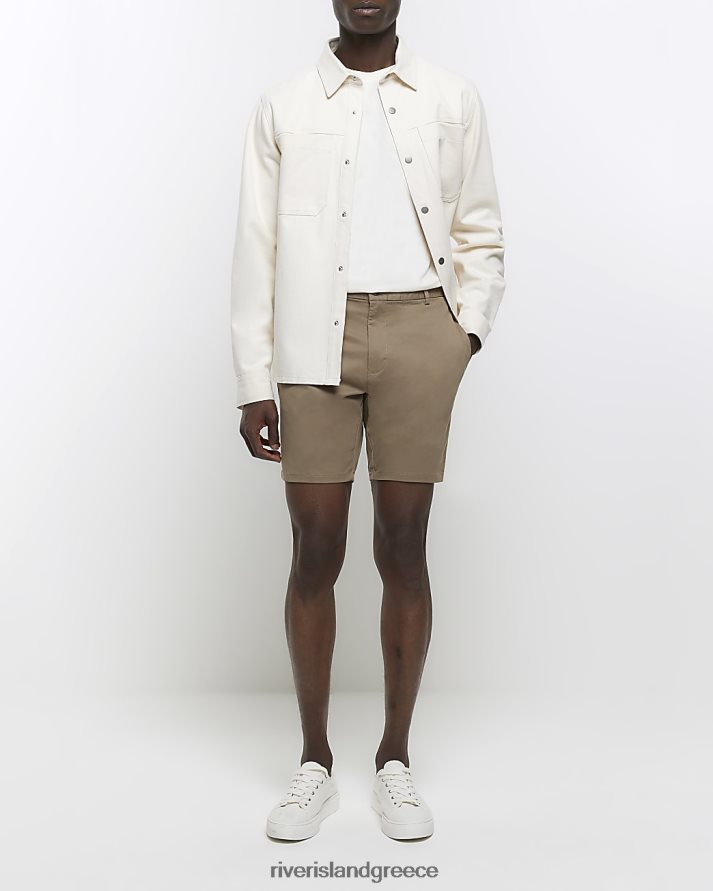 River Island ενδύματα πέτρα άνδρες skinny fit chino σορτς B6N8X2351