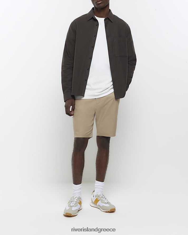 River Island ενδύματα μπεζ άνδρες slim fit chino short B6N8X5413