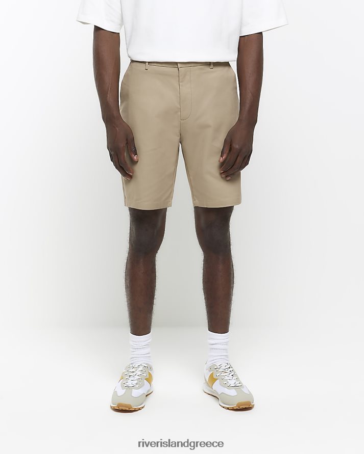 River Island ενδύματα μπεζ άνδρες slim fit chino short B6N8X5413